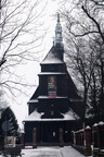 Kościół w Domachowie zimą